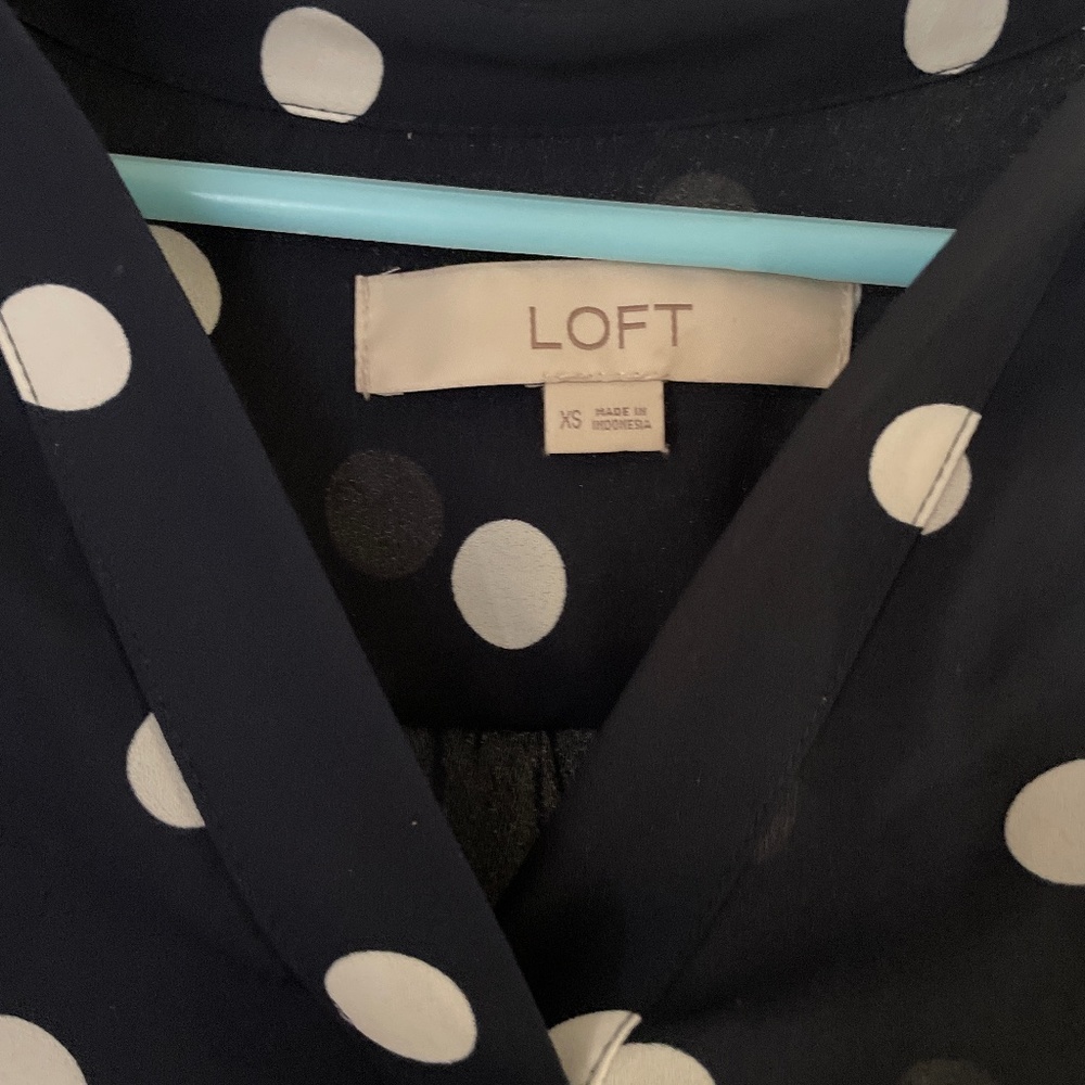Navy with white polka dots blouse